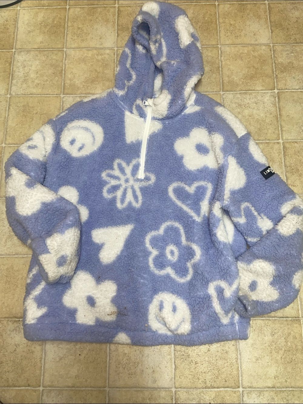 Limited Too Lavender Fuzzy Hoodie with White Trim Junior Size M